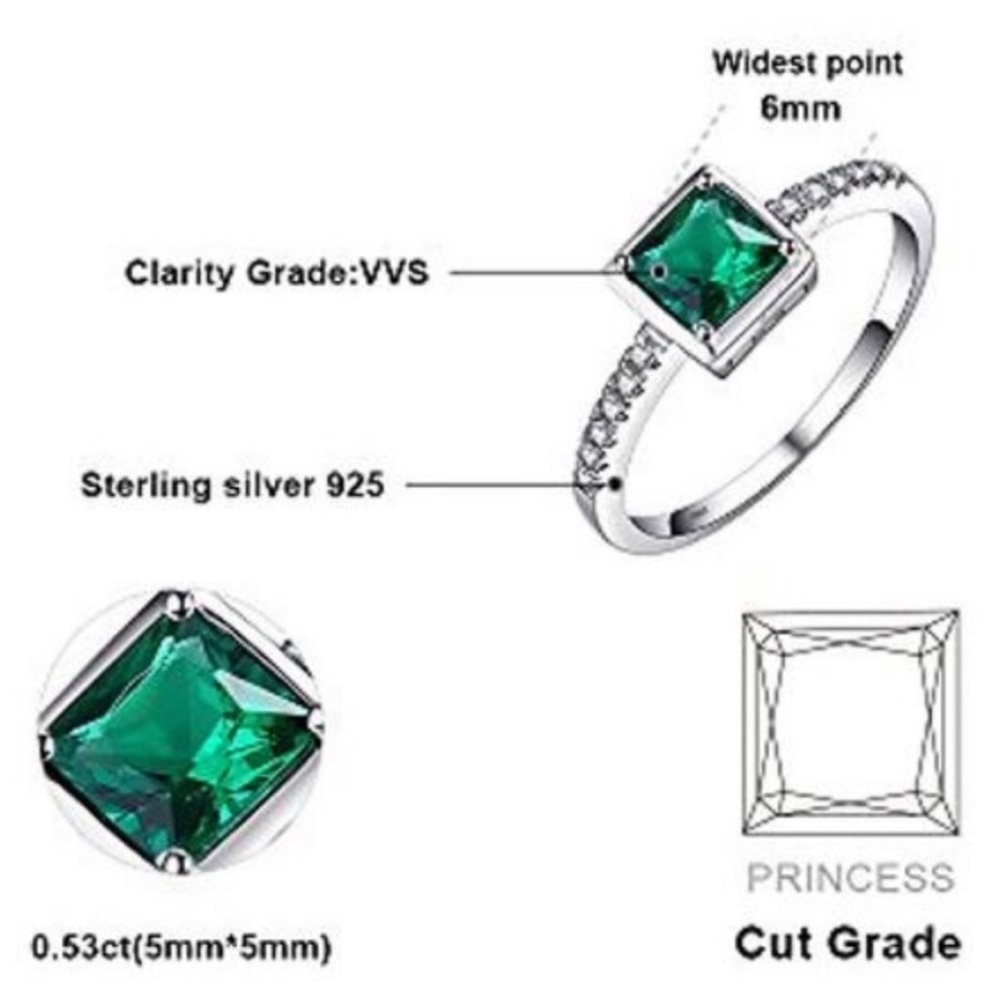 0.53ct Princess Cut Emerald Ring - Picture 7 of 7